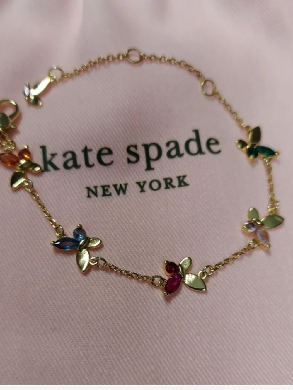 kate spade Gold  Social Butterfly Chain Bracelet with Multicolor Gems - Picture 4 of 5